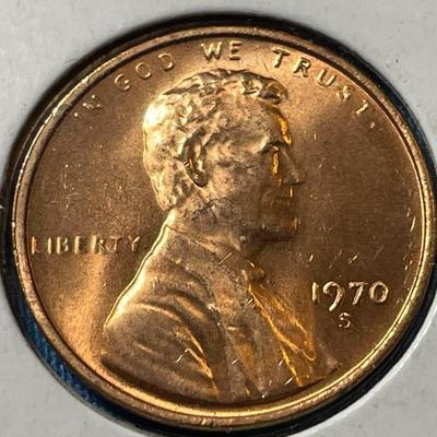 1970-S SMALL DATE MS64/RED QUALITY LINCOLN CENT AS PICTURED.