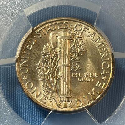 PCGS CERTIFIED 1939-P MS66 MERCURY SILVER DIME AS PICTURED. (COIN #1357)