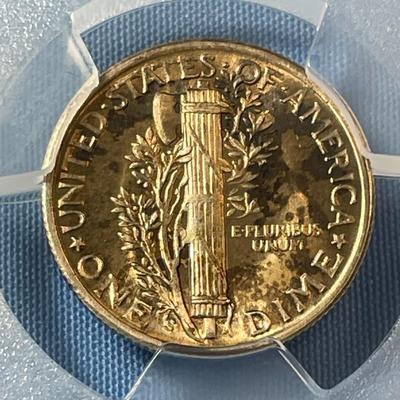 PCGS CERTIFIED 1945-S MS66 MERCURY SILVER DIME AS PICTURED. (COIN #1351).