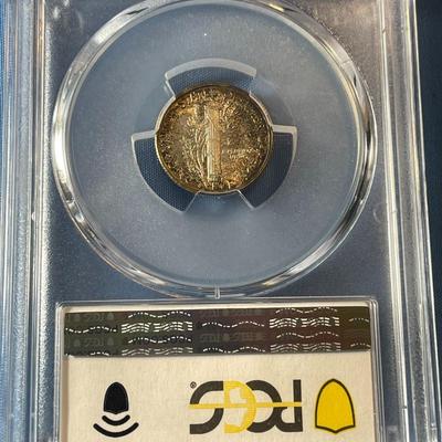 PCGS CERTIFIED 1945-S MS67 MERCURY SILVER DIME AS PICTURED. (COIN #1355).
