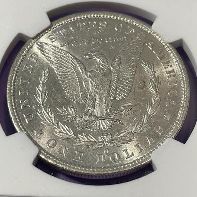 NGC CERTIFIED 1879-O MS60 WHITE MORGAN SILVER DOLLAR AS PICTURED. (Coin #007).