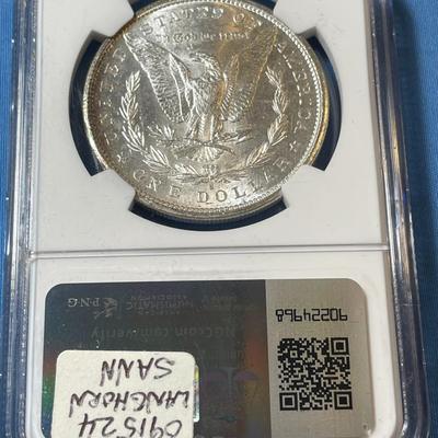 NGC CERTIFIED 1881-S MS63 GRADED MORGAN SILVER DOLLAR AS PICTURED. (COIN #011).