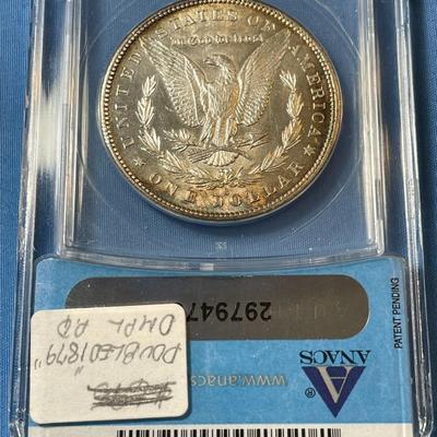 ANACS CERTIFIED 1881-S MS63 VAM-26 VARIETY MORGAN SILVER DOLLAR AS PICTURED. (COIN #2979470).