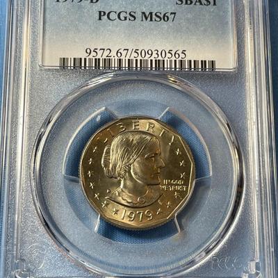 PCGS SCARCE CERTIFIED 1979-D MS67 SUSAN B. ANTHONY DOLLAR COIN AS PICTURED.
