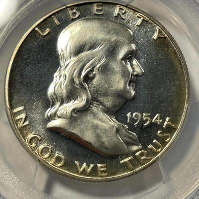 PCGS CERTIFIED 1957 PROOF67 Cameo? Franklin Silver Half Dollar as Pictured.