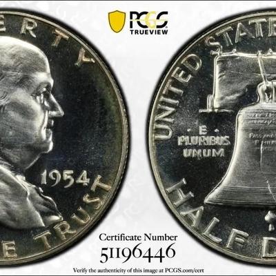 PCGS CERTIFIED 1957 PROOF67 Cameo? Franklin Silver Half Dollar as Pictured.