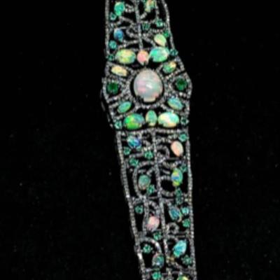 Natural Ethiopian Opal & Emerald Bracelet
