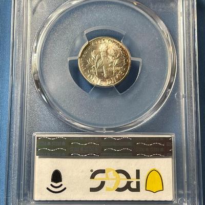 PCGS CERTIFIED 1950-S MS67 TONED ROOSEVELT SILVER DIME AS PICTURED.