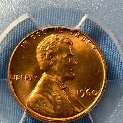 PCGS CERTIFIED 1960-P MS67 RED GRADED LARGE DATE LINCOLN CENT AS PICTURED.