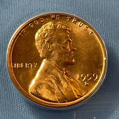 ANACS CERTIFIED 1959-D/D/D MS65 RED FS-501 RPM-1 LINCOLN CENT AS PICTURED.