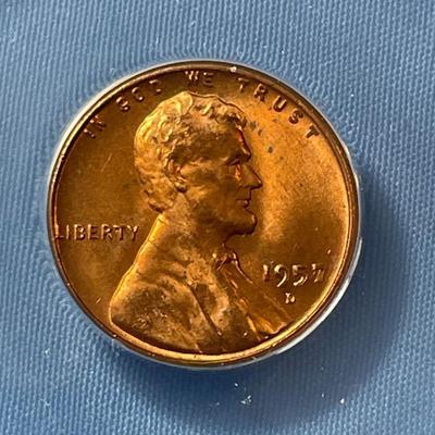 ANACS CERTIFIED 1957-D MS65 RED/BROWN DDO-001 LINCOLN CENT AS PICTURED.