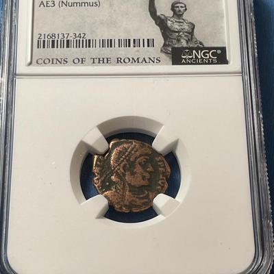 NGC CERTIFIED EASTERN ROMAN EMPIRE VALENS 364-378AD AE3 NUMMUS GENUINE COIN AS PICTURED. (COIN #449).