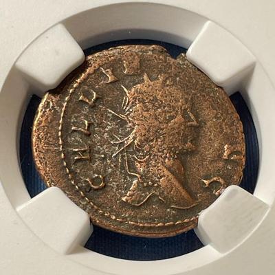 NGC CERTIFIED ROMAN EMPIRE GALLIENUS 253-268AD BI DOUBLE-DENATIUS GENUINE COIN AS PICTURED. (COIN #242).