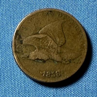 1858 CIRCULATED CONDITION U.S. FLYING EAGLE CENT AS PICTURED.