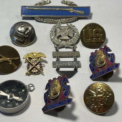 Vintage Preowned WW-II Sterling Silver Rifle Pin & Miscellaneous Lot as Pictured.