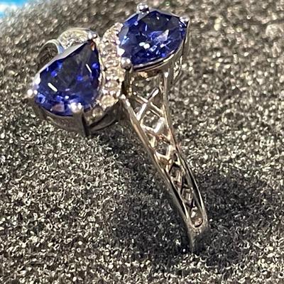 New Never Worn Dainty Designer "DK" Sterling Silver .925 Cocktail Style CZ Ring Size-9 as Pictured.