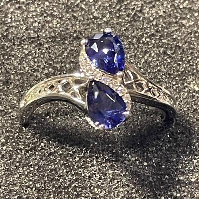 New Never Worn Dainty Designer "DK" Sterling Silver .925 Cocktail Style CZ Ring Size-9 as Pictured.