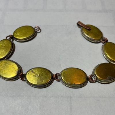 Vintage Micro Mosaic Bracelet, Multicolor Floral Micro Mosaic 7.5" Bracelet in Good Preowned Condition.