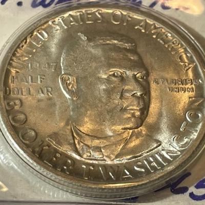 BOOKER T. WASHINGTON 1947-P/D/S 3-COIN SET IN CHOICE BU CONDITION COMMEMORATIVE HALF DOLLARS AS PICTURED.
