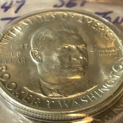 BOOKER T. WASHINGTON 1947-P/D/S 3-COIN SET IN CHOICE BU CONDITION COMMEMORATIVE HALF DOLLARS AS PICTURED.