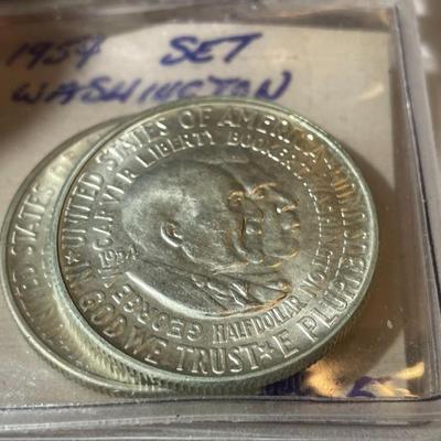 WASHINGTON/CARVER 1954-P/D/S 3-COIN SET IN UNCIRCULATED CONDITION COMMEMORATIVE HALF DOLLARS AS PICTURED.