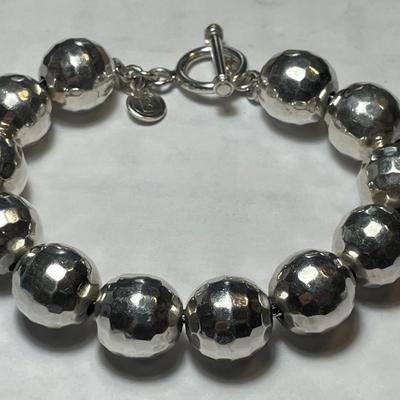 VINTAGE DESIGNER "B" MEXICO PREOWNED HEAVY 48.7 GRAMS STERLING SILVER 8.50" BALL BRACELET IN VERY GOOD PREOWNED CONDITION.