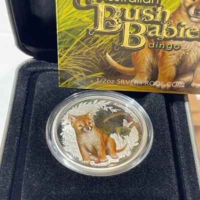 Australian Bush Babies DINGO 2011 Proof Colorized 1/2 Ounce .999 Fine Silver Coin Limited to 10,000 as Pictured.
