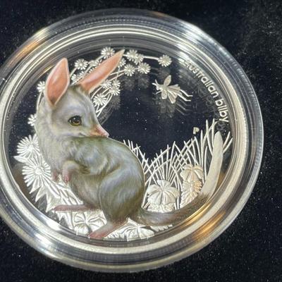 Australian Bush Babies BILBYE 2011 Proof Colorized 1/2 Ounce .999 Fine Silver Coin Limited to 10,000 as Pictured.