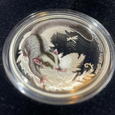 Australian Bush Babies SUGAR GLIDER 2010 Proof Colorized 1/2 Ounce .999 Fine Silver Coin Limited to 10,000 as Pictured.