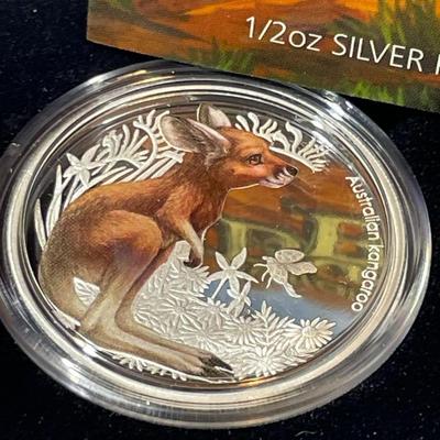 Australian Bush Babies KANGAROO 2010 Proof Colorized 1/2 Ounce .999 Fine Silver Coin Limited to 10,000 as Pictured.
