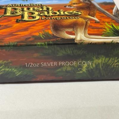 Australian Bush Babies KANGAROO 2010 Proof Colorized 1/2 Ounce .999 Fine Silver Coin Limited to 10,000 as Pictured.
