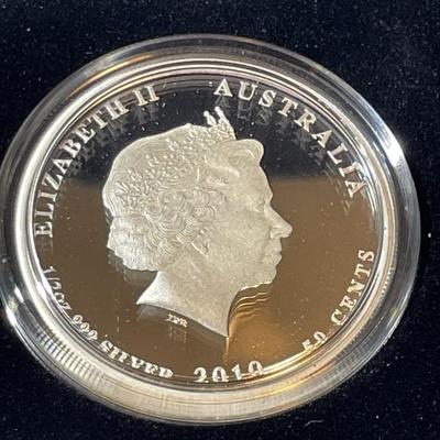 Australian Bush Babies KANGAROO 2010 Proof Colorized 1/2 Ounce .999 Fine Silver Coin Limited to 10,000 as Pictured.