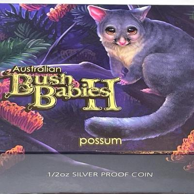 Australian Bush Babies POSSUM 2013 Proof Colorized 1/2 Ounce .999 Fine Silver Coin Limited to 10,000 as Pictured.