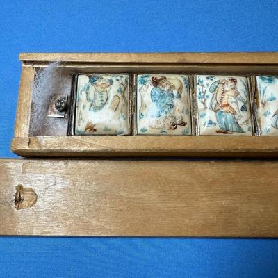 Vintage Hand Painted Asian Storyteller Bovine 7.5” Sterling Bracelet in Good Preowned Condition. (Some of the Paint Scenes are very Weak).