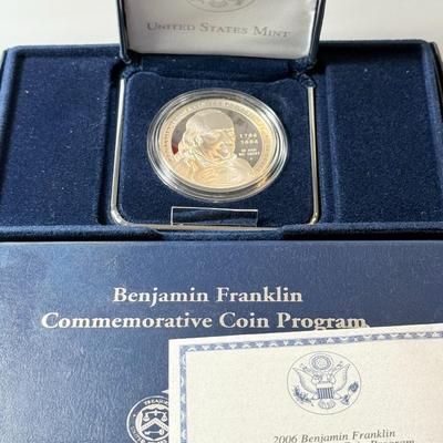 2006 P Ben Franklin Proof Silver One Dollar Founding Father $1 Coin Box and COA as Pictured.