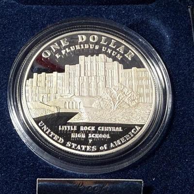 2007 P Little Rock High School Desegregation Proof Commemorative 90% Silver Dollar OGP as Pictured.