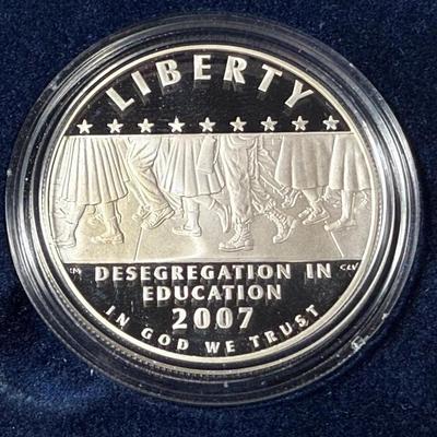 2007 P Little Rock High School Desegregation Proof Commemorative 90% Silver Dollar OGP as Pictured.