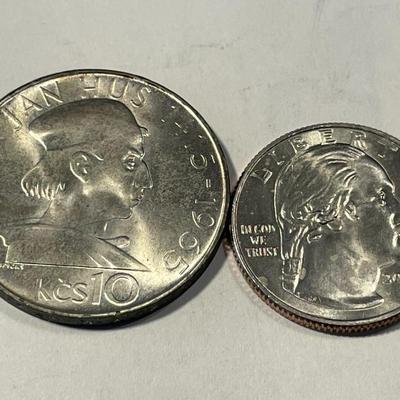 Czechoslovakia 1965 Brilliant Uncirculated 10 Korun Silver Coin KM#58 as Pictured.
