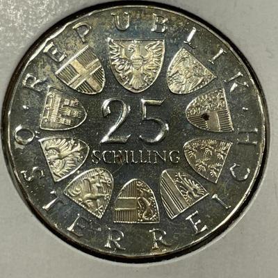 Austria 1973 Proof Condition 25 Schilling Silver Coin KM#2915 as Pictured.