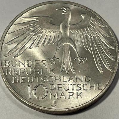 Germany 1972J-Uncirculated Condition Federal Republic 10 Mark Silver Coin KM#133 as Pictured.