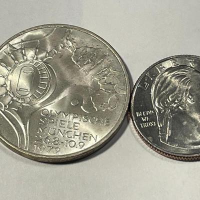 Germany 1972J-Uncirculated Condition Federal Republic 10 Mark Silver Coin KM#133 as Pictured.