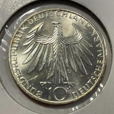 Germany 1972D- Federal Republic 10 Mark Silver Coin as Pictured.
