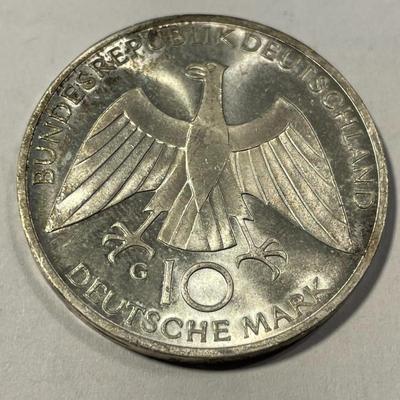 Germany 1972G- Uncirculated Condition Federal Republic 10 Mark Silver Coin as Pictured.