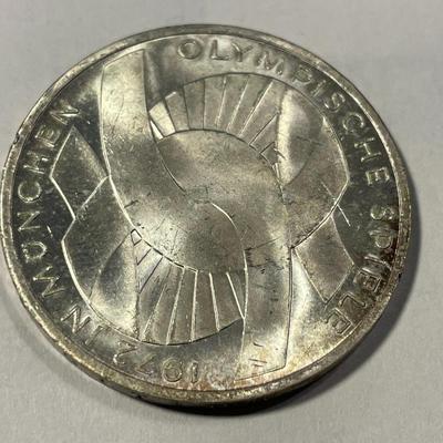 Germany 1972G- Uncirculated Condition Federal Republic 10 Mark Silver Coin as Pictured.