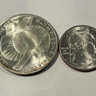 Germany 1972G- Uncirculated Condition Federal Republic 10 Mark Silver Coin as Pictured.