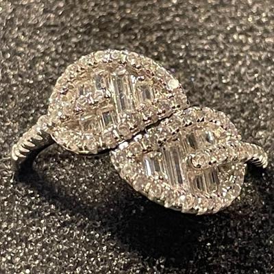 New Never Worn Designer YGI Sterling Silver 925 Dainty Cocktail CZ Ring Size-8.25 as Pictured.