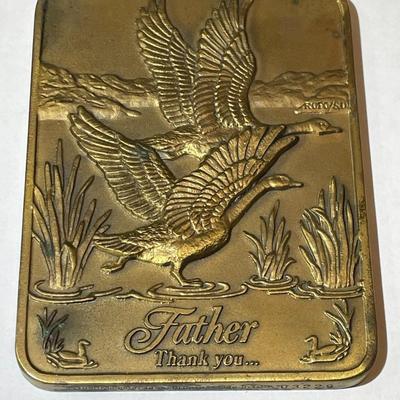 1990 Madison Co 14oz Bronze Plaque/Paperweight USA Fathers Appreciation Quote as Pictured.