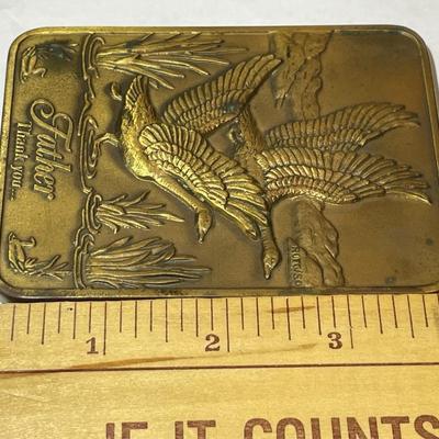 1990 Madison Co 14oz Bronze Plaque/Paperweight USA Fathers Appreciation Quote as Pictured.