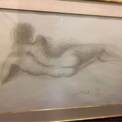 Salvador Dali “Femme Nu de Dos” Lithograph Edition #68/120 in Good Preowned Condition Frame Size 36 1/2”x 28 1/2”.