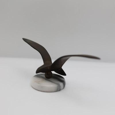 Vintage Brass Seagull on Marble Base